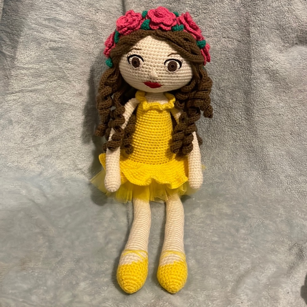Yellow Ballerina Doll With Pink Flowers